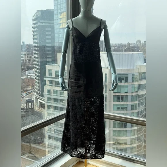 🆕 SIR THE LABEL 🧿 NWOT Rayure Tri Crochet Maxi Dress, Black Crochet, Sz 1 US 4 - Picture 5 of 16